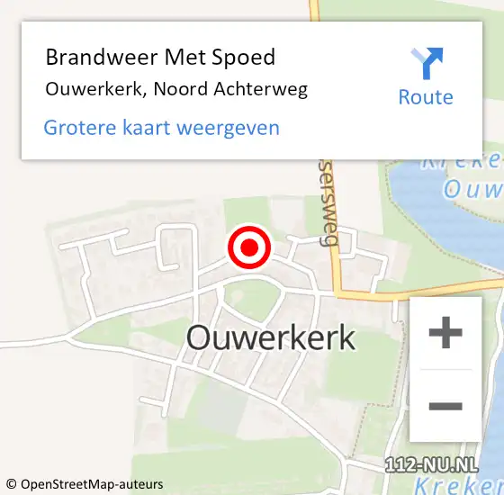 Locatie op kaart van de 112 melding: Brandweer Met Spoed Naar Ouwerkerk, Noord Achterweg op 14 juni 2022 17:15