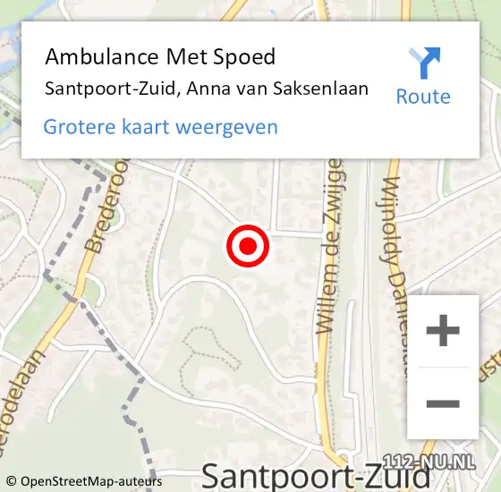 Locatie op kaart van de 112 melding: Ambulance Met Spoed Naar Santpoort-Zuid, Anna van Saksenlaan op 14 juni 2022 17:24