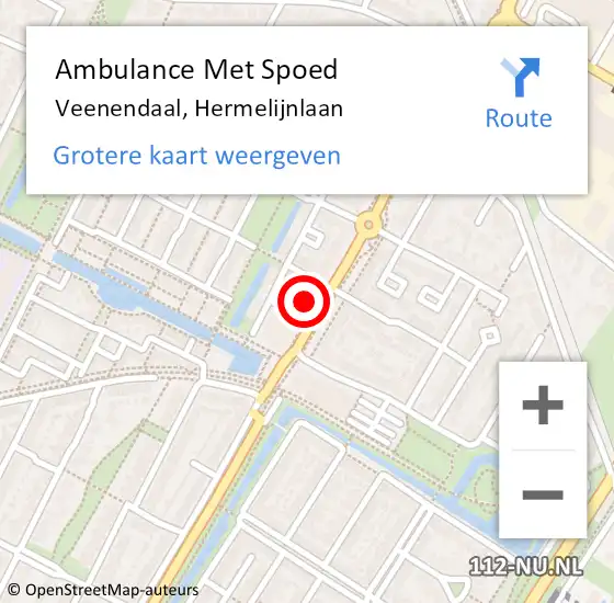 Locatie op kaart van de 112 melding: Ambulance Met Spoed Naar Veenendaal, Hermelijnlaan op 14 juni 2022 17:26