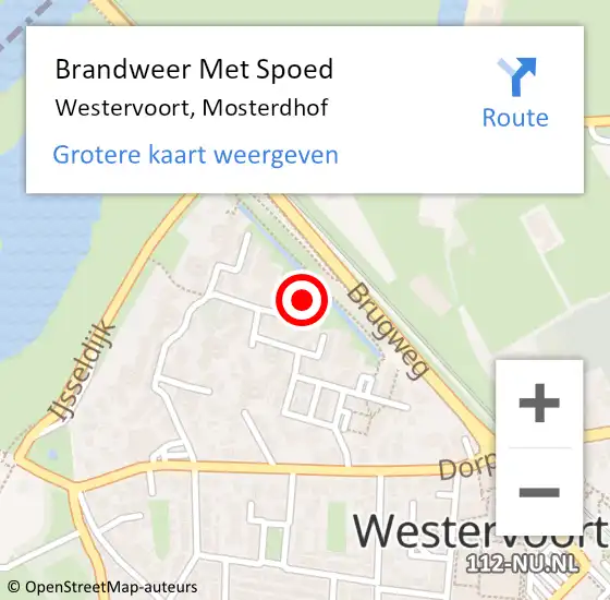 Locatie op kaart van de 112 melding: Brandweer Met Spoed Naar Westervoort, Mosterdhof op 14 juni 2022 17:29