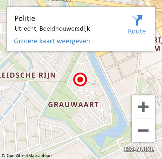 Locatie op kaart van de 112 melding: Politie Utrecht, Beeldhouwersdijk op 14 juni 2022 17:30