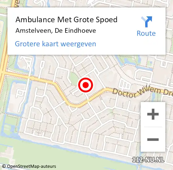 Locatie op kaart van de 112 melding: Ambulance Met Grote Spoed Naar Amstelveen, De Eindhoeve op 14 juni 2022 17:52