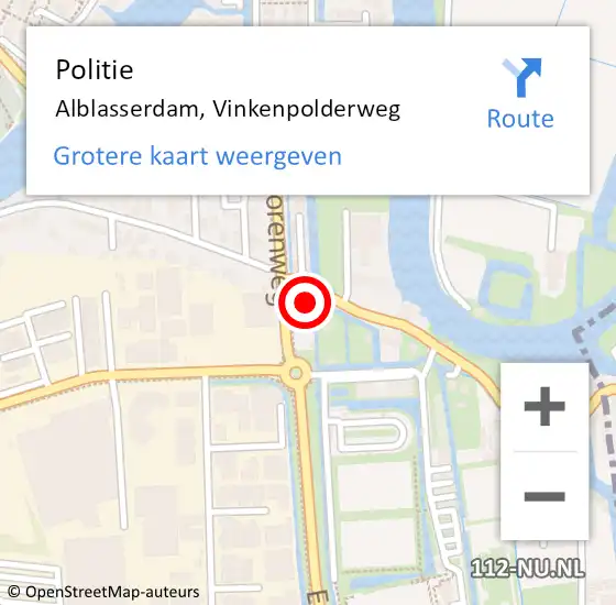 Locatie op kaart van de 112 melding: Politie Alblasserdam, Vinkenpolderweg op 14 juni 2022 18:02