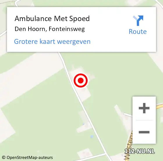 Locatie op kaart van de 112 melding: Ambulance Met Spoed Naar Den Hoorn, Fonteinsweg op 14 juni 2022 18:03