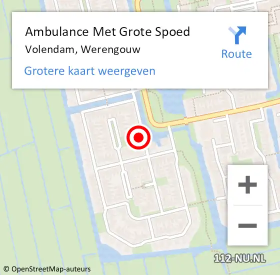 Locatie op kaart van de 112 melding: Ambulance Met Grote Spoed Naar Volendam, Werengouw op 14 juni 2022 18:10