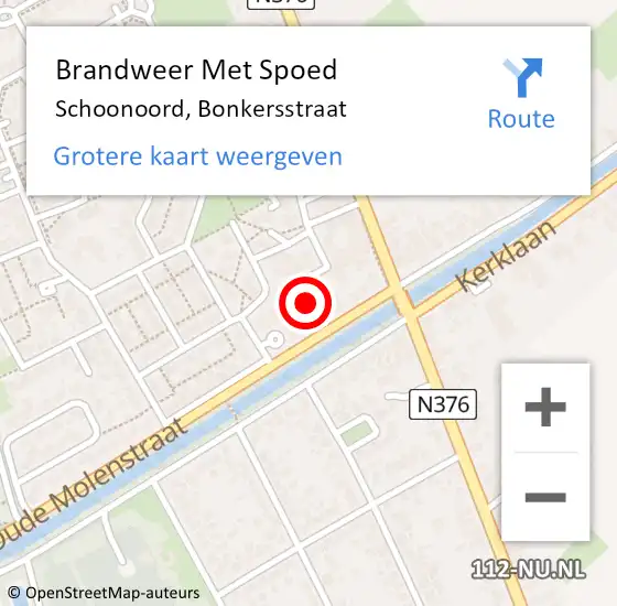 Locatie op kaart van de 112 melding: Brandweer Met Spoed Naar Schoonoord, Bonkersstraat op 14 juni 2022 18:11