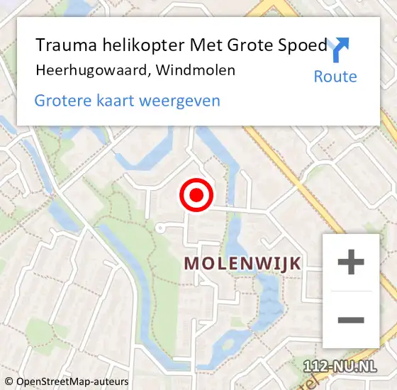 Locatie op kaart van de 112 melding: Trauma helikopter Met Grote Spoed Naar Heerhugowaard, Windmolen op 14 juni 2022 18:13