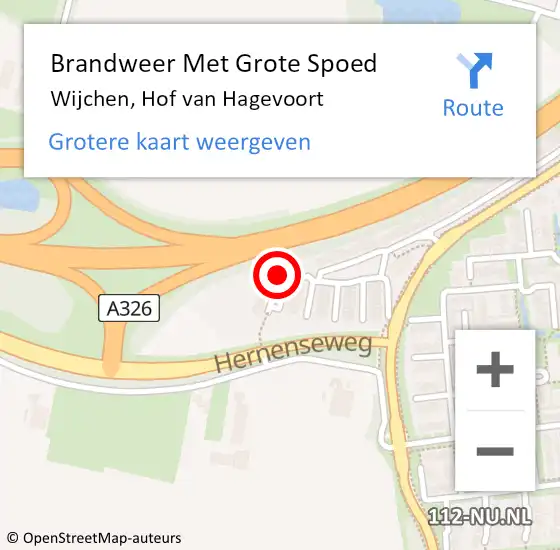 Locatie op kaart van de 112 melding: Brandweer Met Grote Spoed Naar Wijchen, Hof van Hagevoort op 14 juni 2022 18:21