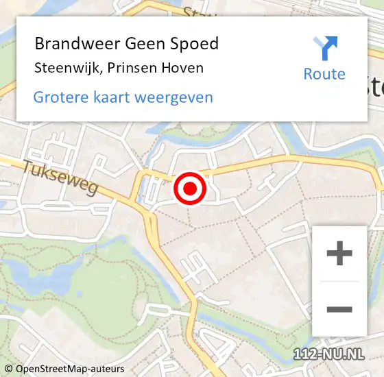 Locatie op kaart van de 112 melding: Brandweer Geen Spoed Naar Steenwijk, Prinsen Hoven op 14 juni 2022 18:22