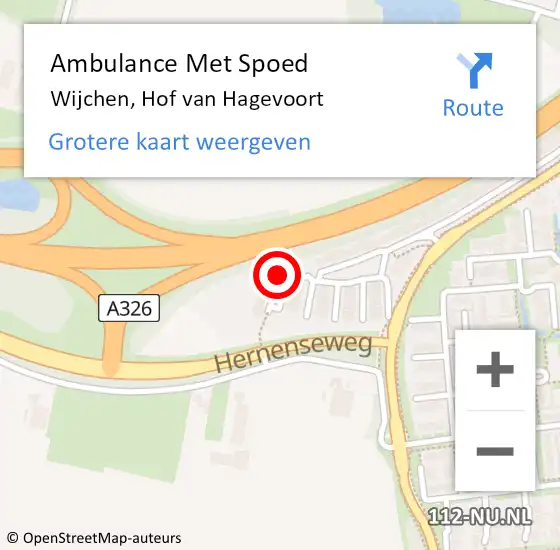 Locatie op kaart van de 112 melding: Ambulance Met Spoed Naar Wijchen, Hof van Hagevoort op 14 juni 2022 18:22