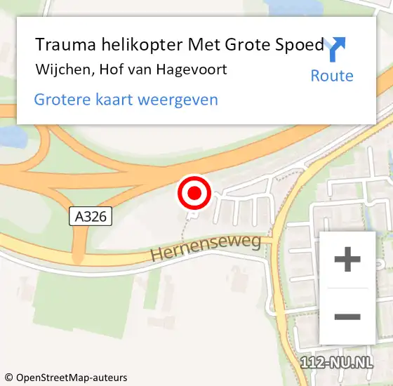 Locatie op kaart van de 112 melding: Trauma helikopter Met Grote Spoed Naar Wijchen, Hof van Hagevoort op 14 juni 2022 18:30