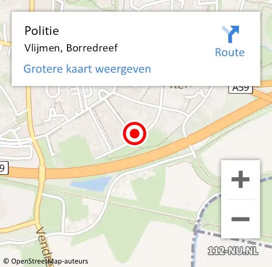 Locatie op kaart van de 112 melding: Politie Vlijmen, Borredreef op 14 juni 2022 18:33