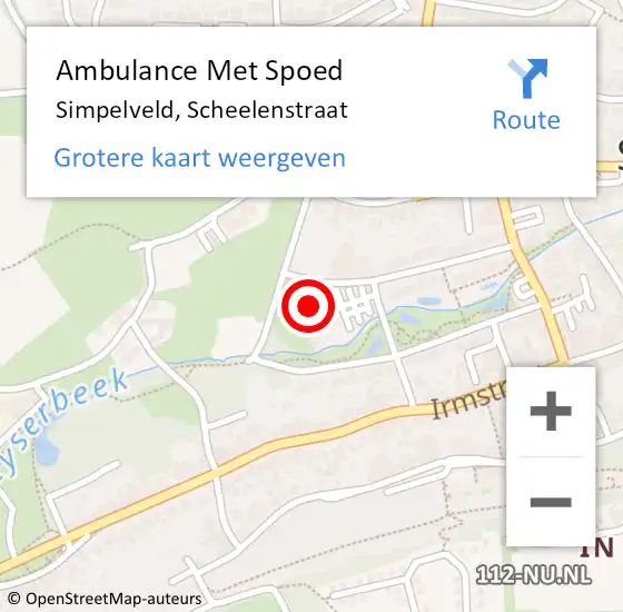 Locatie op kaart van de 112 melding: Ambulance Met Spoed Naar Simpelveld, Scheelenstraat op 20 juli 2014 06:57