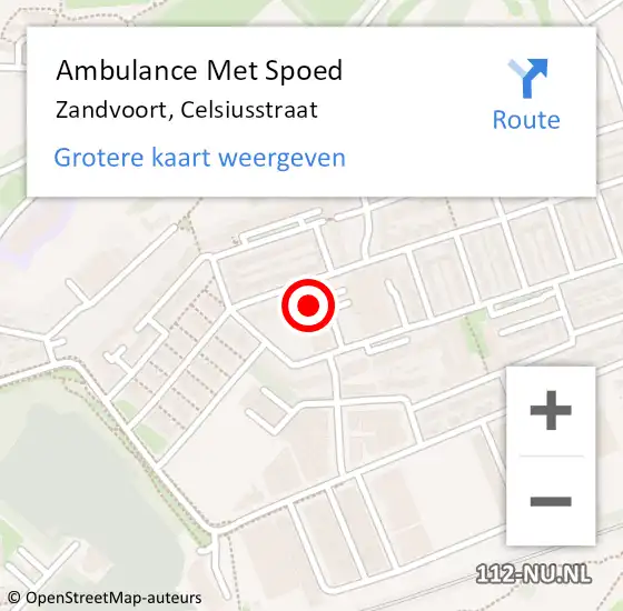 Locatie op kaart van de 112 melding: Ambulance Met Spoed Naar Zandvoort, Celsiusstraat op 14 juni 2022 18:55