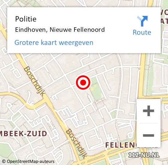 Locatie op kaart van de 112 melding: Politie Eindhoven, Nieuwe Fellenoord op 14 juni 2022 19:02