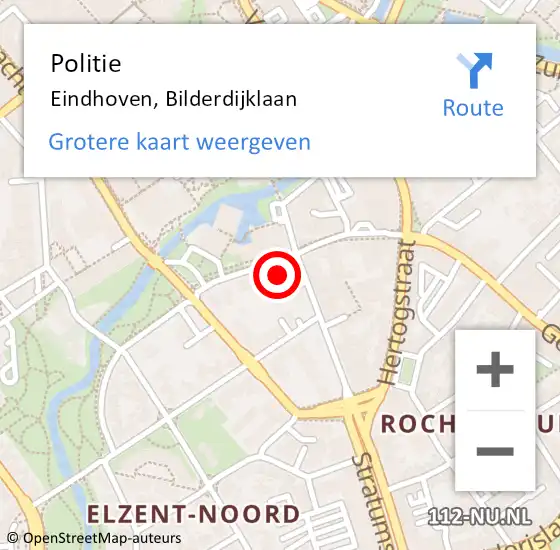 Locatie op kaart van de 112 melding: Politie Eindhoven, Bilderdijklaan op 14 juni 2022 19:16