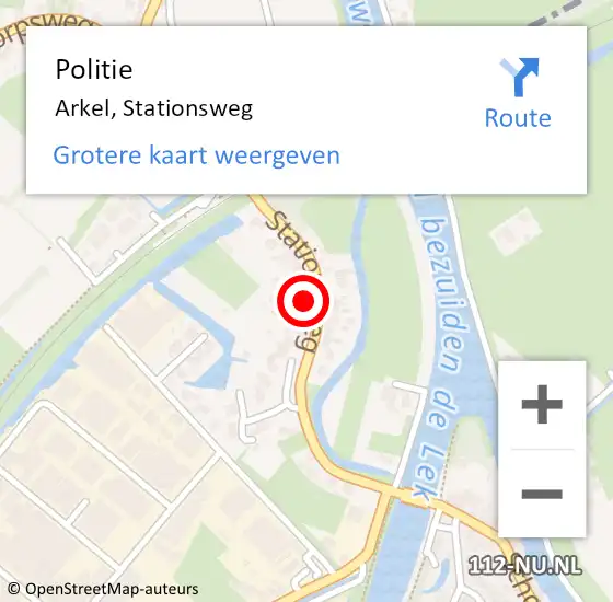 Locatie op kaart van de 112 melding: Politie Arkel, Stationsweg op 14 juni 2022 19:17