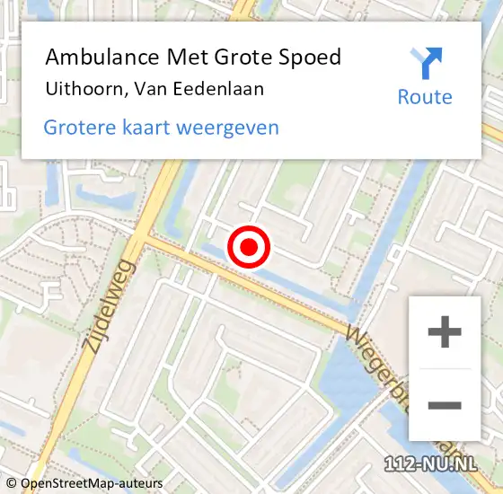 Locatie op kaart van de 112 melding: Ambulance Met Grote Spoed Naar Uithoorn, Van Eedenlaan op 14 juni 2022 19:18