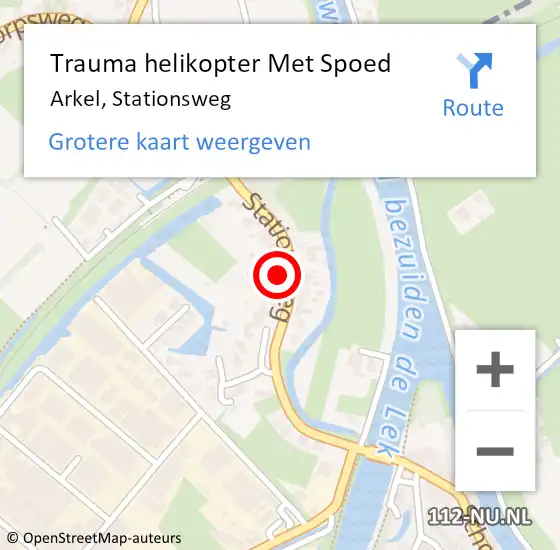 Locatie op kaart van de 112 melding: Trauma helikopter Met Spoed Naar Arkel, Stationsweg op 14 juni 2022 19:32
