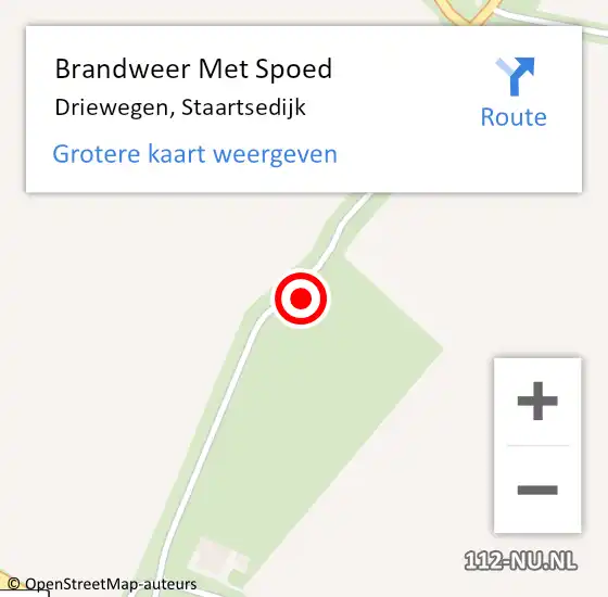 Locatie op kaart van de 112 melding: Brandweer Met Spoed Naar Driewegen, Staartsedijk op 14 juni 2022 19:34