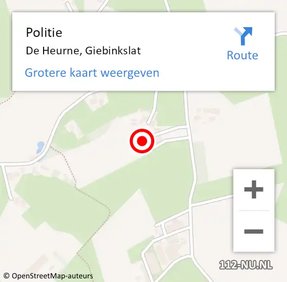 Locatie op kaart van de 112 melding: Politie De Heurne, Giebinkslat op 14 juni 2022 19:42