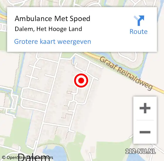 Locatie op kaart van de 112 melding: Ambulance Met Spoed Naar Dalem, Het Hooge Land op 14 juni 2022 19:43