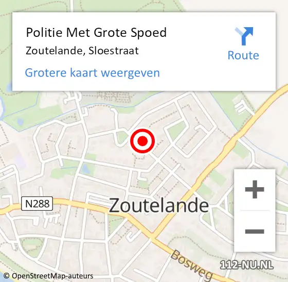 Locatie op kaart van de 112 melding: Politie Met Grote Spoed Naar Zoutelande, Sloestraat op 14 juni 2022 20:08