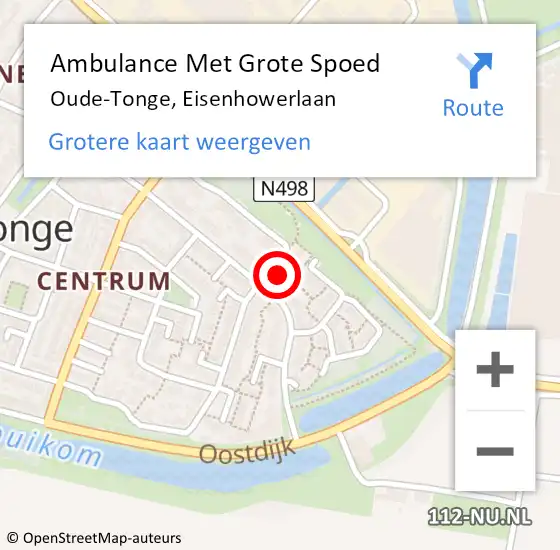 Locatie op kaart van de 112 melding: Ambulance Met Grote Spoed Naar Oude-Tonge, Eisenhowerlaan op 14 juni 2022 20:09