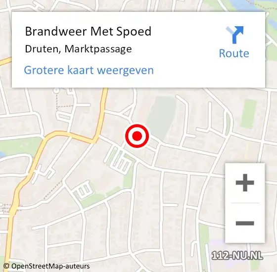 Locatie op kaart van de 112 melding: Brandweer Met Spoed Naar Druten, Marktpassage op 14 juni 2022 20:17