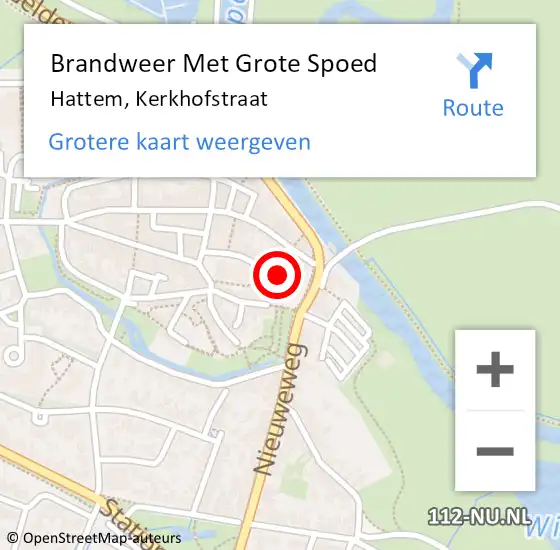 Locatie op kaart van de 112 melding: Brandweer Met Grote Spoed Naar Hattem, Kerkhofstraat op 14 juni 2022 20:18