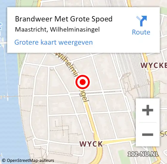 Locatie op kaart van de 112 melding: Brandweer Met Grote Spoed Naar Maastricht, Wilhelminasingel op 14 juni 2022 20:28