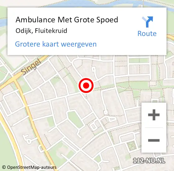 Locatie op kaart van de 112 melding: Ambulance Met Grote Spoed Naar Odijk, Fluitekruid op 20 juli 2014 07:16