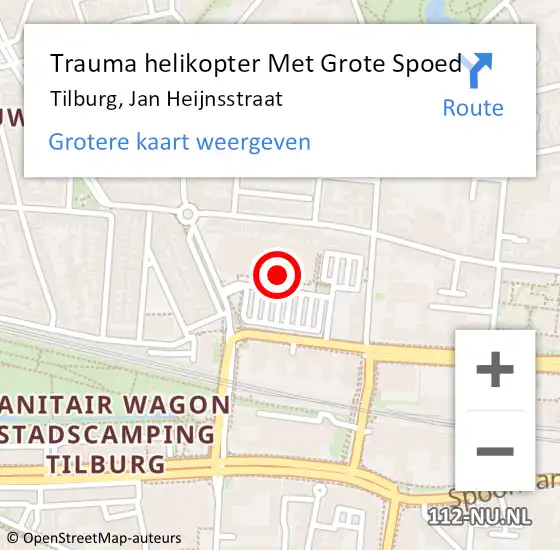 Locatie op kaart van de 112 melding: Trauma helikopter Met Grote Spoed Naar Tilburg, Jan Heijnsstraat op 14 juni 2022 20:39