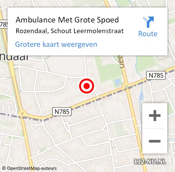 Locatie op kaart van de 112 melding: Ambulance Met Grote Spoed Naar Rozendaal, Schout Leermolenstraat op 14 juni 2022 20:56