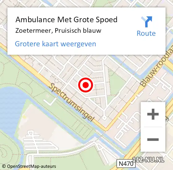 Locatie op kaart van de 112 melding: Ambulance Met Grote Spoed Naar Zoetermeer, Pruisisch blauw op 14 juni 2022 21:25