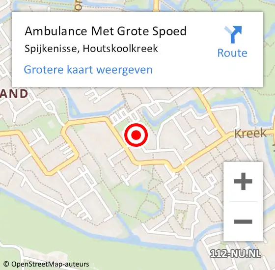 Locatie op kaart van de 112 melding: Ambulance Met Grote Spoed Naar Spijkenisse, Houtskoolkreek op 14 juni 2022 22:37