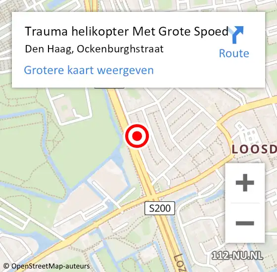 Locatie op kaart van de 112 melding: Trauma helikopter Met Grote Spoed Naar Den Haag, Ockenburghstraat op 14 juni 2022 22:57