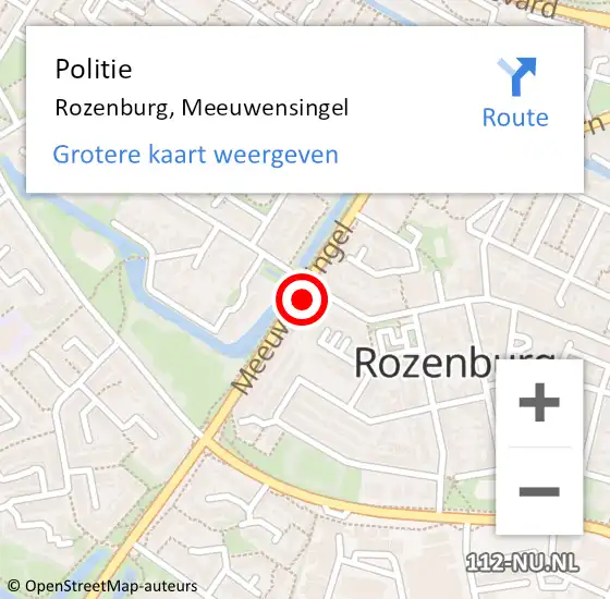 Locatie op kaart van de 112 melding: Politie Rozenburg, Meeuwensingel op 14 juni 2022 23:01