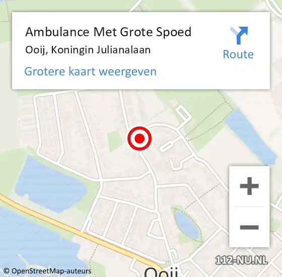 Locatie op kaart van de 112 melding: Ambulance Met Grote Spoed Naar Ooij, Koningin Julianalaan op 14 juni 2022 23:08
