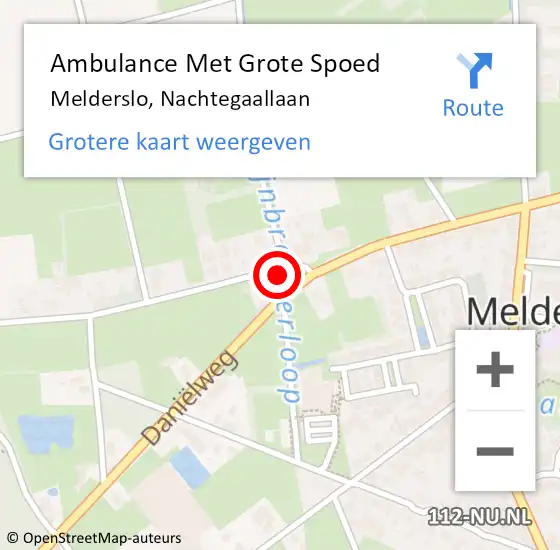 Locatie op kaart van de 112 melding: Ambulance Met Grote Spoed Naar Melderslo, Nachtegaallaan op 20 juli 2014 07:34
