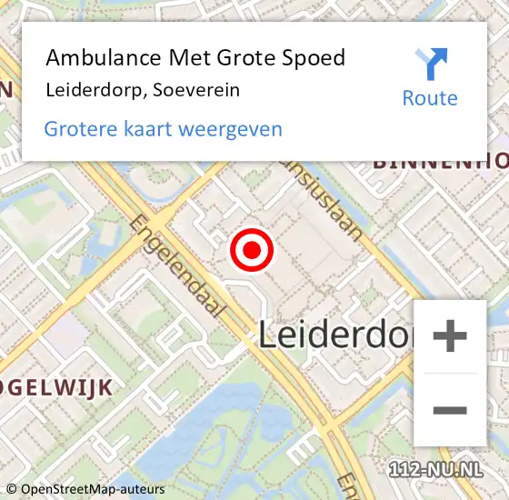 Locatie op kaart van de 112 melding: Ambulance Met Grote Spoed Naar Leiderdorp, Soeverein op 14 juni 2022 23:29