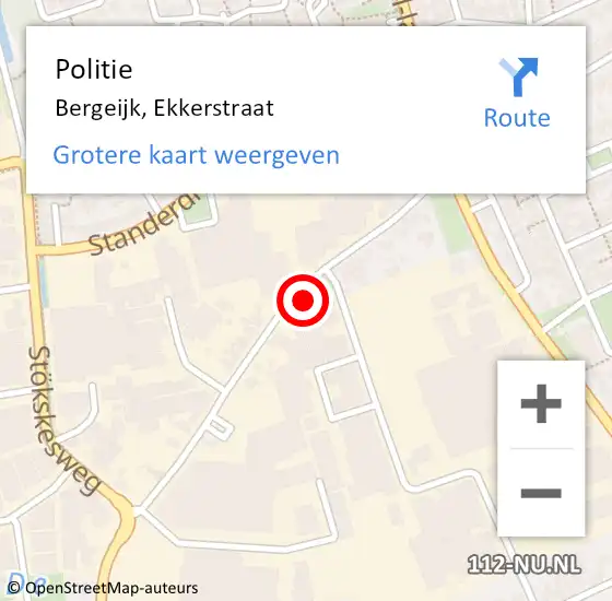 Locatie op kaart van de 112 melding: Politie Bergeijk, Ekkerstraat op 14 juni 2022 23:45