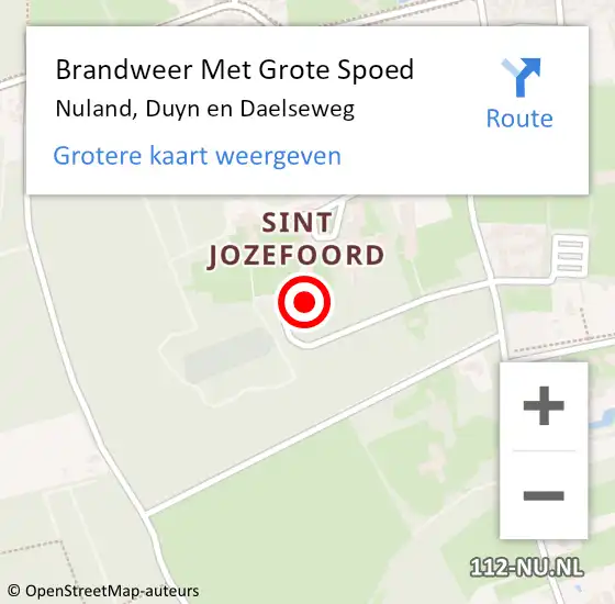 Locatie op kaart van de 112 melding: Brandweer Met Grote Spoed Naar Nuland, Duyn en Daelseweg op 15 juni 2022 00:01