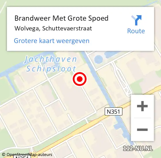 Locatie op kaart van de 112 melding: Brandweer Met Grote Spoed Naar Wolvega, Schuttevaerstraat op 15 juni 2022 00:13