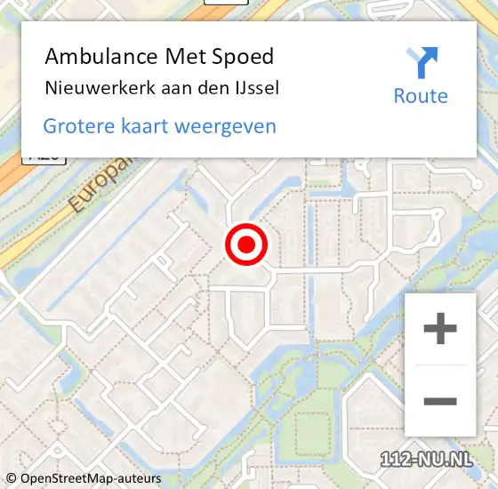 Locatie op kaart van de 112 melding: Ambulance Met Spoed Naar Nieuwerkerk aan den IJssel, Kroonkruid op 15 juni 2022 00:53