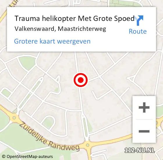 Locatie op kaart van de 112 melding: Trauma helikopter Met Grote Spoed Naar Valkenswaard, Maastrichterweg op 15 juni 2022 00:53