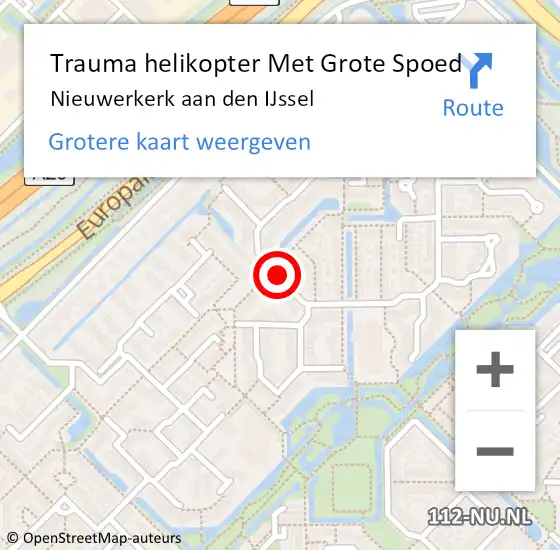 Locatie op kaart van de 112 melding: Trauma helikopter Met Grote Spoed Naar Nieuwerkerk aan den IJssel, Kroonkruid op 15 juni 2022 01:05