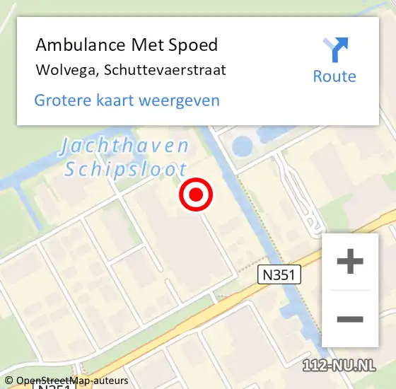 Locatie op kaart van de 112 melding: Ambulance Met Spoed Naar Wolvega, Schuttevaerstraat op 15 juni 2022 01:07