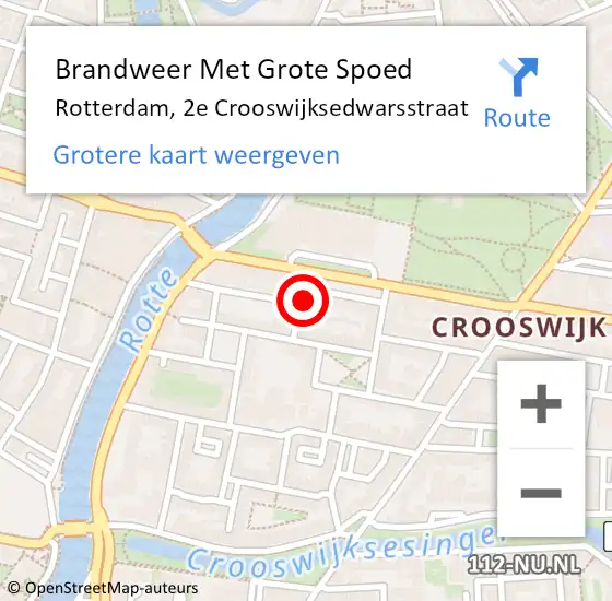 Locatie op kaart van de 112 melding: Brandweer Met Grote Spoed Naar Rotterdam, 2e Crooswijksedwarsstraat op 15 juni 2022 01:52