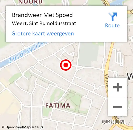 Locatie op kaart van de 112 melding: Brandweer Met Spoed Naar Weert, Sint Rumoldusstraat op 15 juni 2022 02:57